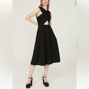 ROSETTA GETTY Criss Cross Black Cutout Midi Dress Size 14 Grunge